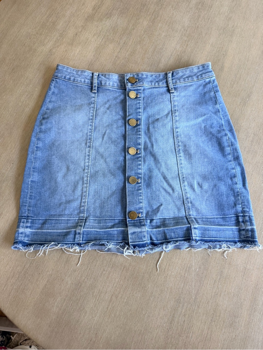 Articles Of Society Light Blue Button-Front Denim Mini Skirt
